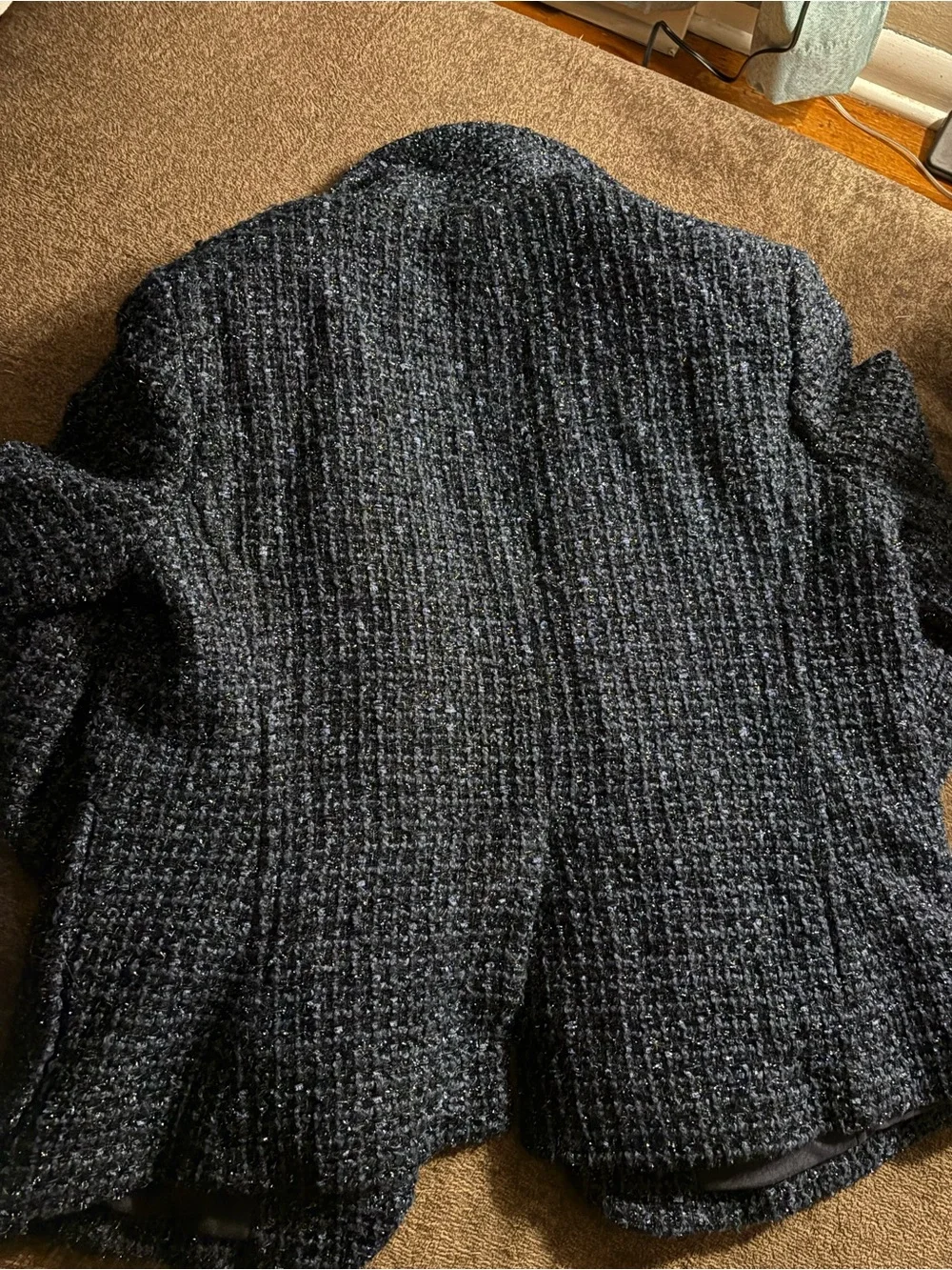Michael Kors Dark Navy Bouclé Blazer Jacket